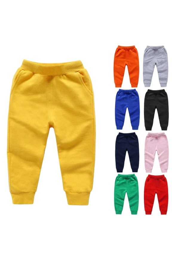 Toddler Baby Boy Girl Infant Sweatpants Elastic Waisted Joggers Soft Comfy Cotton Pants with Pockets 3-4 Years