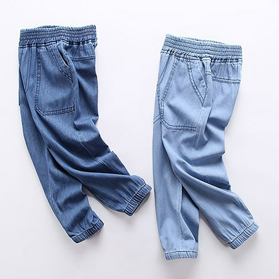 Wlynlyn Toddler Baby Clothes Boys Girls Denim Pants Elastic Waisted Pull on Jeans Soft Comfy Cotton Long Pants 9-10 Years