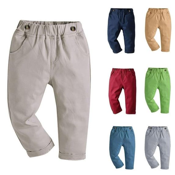 Wlynlyn Toddler Boy Dress Pants Casual Basic Plain Soft Long Pants Kids Fall Winter Pull on Comfy Loose Pants 12-18 Months