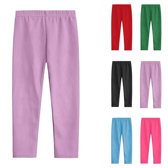 Wlynlyn Toddler Clothes Baby Girls Leggings Stretchy High Waisted Cotton Tights Solid Color Full Length Bottom Pants 7-8 Years