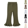 thumbnail image 1 of Wlynlyn Toddler Girl Flare Leggings High Elastic Waist Slim Pants Baby Ribbed Knit Ruffle Hem Casual Bell Bottom Trousers 1-2 Years, 1 of 3