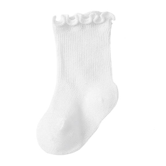 Wlynlyn Tollder Girls Ruffle Crew Socks Breathable Mesh Cotton Infant Mid Calf Socks Multiple Colors Soft Socks(1-2 Years,White)