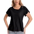 thumbnail image 1 of Wlynlyn Tops for Women Dressy Casual Petal Sleeve Shirts Asymmetrical V Neck Blouse Eyelet Work T Shirts 2024, 1 of 3