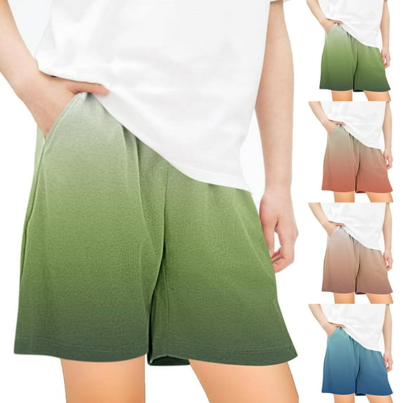 Wlynlyn Unisex Sweat Shorts Toddler Boys Girls High Waisted Running Shorts Straight Wide Leg Gradient Color Sports Shorts 11-12 Years