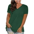 thumbnail image 1 of Wlynlyn Women T-Shirts V Neck Short Sleeve Tunic Tops Summer Casual Loose Fitted Solid Comfy Plain Basic Tees, 1 of 1