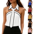 thumbnail image 1 of Wlynlyn Women Tank Tops Sleeveless Office Blouses off Shoulder Casual Summer Dressy Tie-Neck Fitted Work Tops, 1 of 8