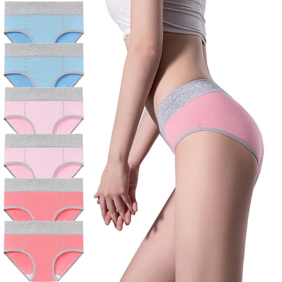 Wlynlyn Women's Cotton Underwear High Waist Stretch Briefs Soft Underpants Ladies Full Coverage Panties 6 Pack Plus Size Underwear(Light Blue,XX-Large)