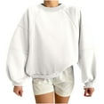 thumbnail image 1 of Wlynlyn Women's Crop Sweatshirts Casual Long Sleeve Crewneck Top Solid Color Fleece Loose Pullover Sweatshirt Tops(X-Large,White), 1 of 6