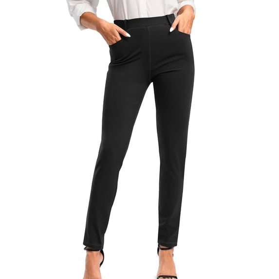 Wlynlyn Women's Dress Pants High Waist Stretchy Work Slacks Business Casual Straight Leg Pull on Office Trousers with Pockets