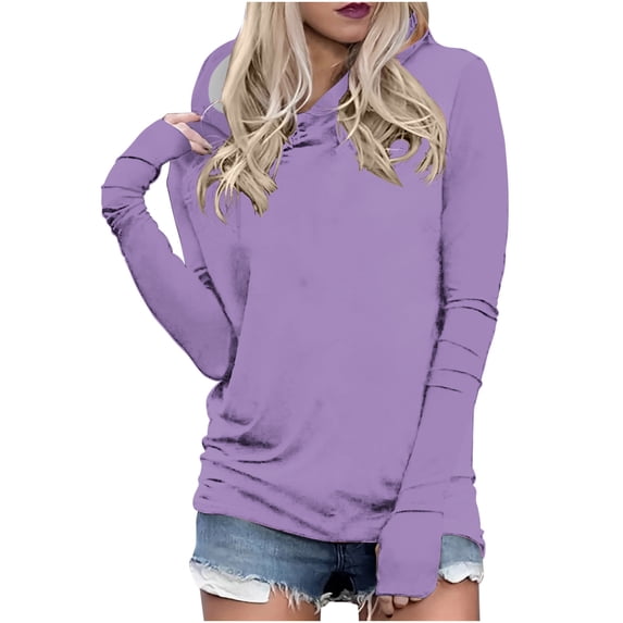 Wlynlyn Women's Hoodies Long Sleeve Pocket Basic Casual Sweatshirt Lightweight Slim Fitted Pullover(4X-Large,Purple)