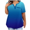 thumbnail image 1 of Wlynlyn Women's Plus Size T Shirts Short Sleeve Tops Casual V Neck Tees Loose Fitted Blouses Gradient Color, 1 of 5