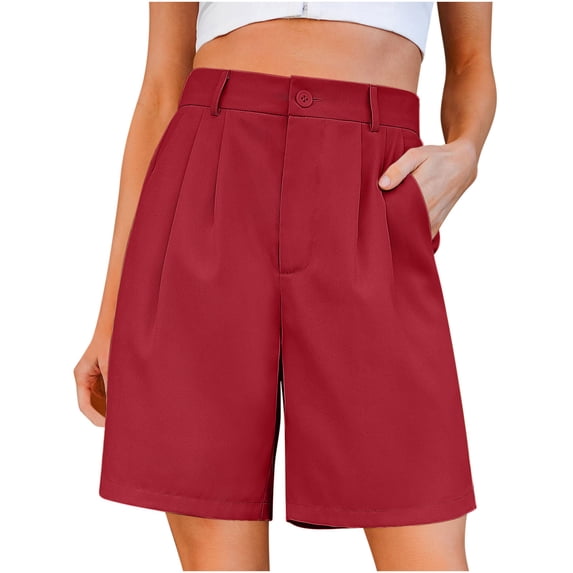 Wlynlyn Women's Shorts Dressy Casual High Waisted Business Shorts Wide Leg Pleated Work Office Shorts with Pockets