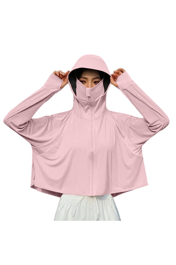 Women's Sun Protection Jackets Lightweight Full-Zip Long Sleeve Outdoor UPF50+ Athletic Jackets Summer Hiking Shirts with Pockets