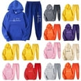 thumbnail image 1 of Wlynlyn Womens 2 Piece Outfits Fleece Lined Cute Heart Print Tracksuits Soft Solid Color Sweatsuits Jogger Set with Pockets, 1 of 3