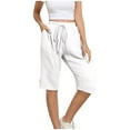 thumbnail image 1 of Wlynlyn Womens Capri Pants Summer Drawstring Casual Shorts with Pockets High Waisted Knee Length Lounge Shorts, 1 of 2