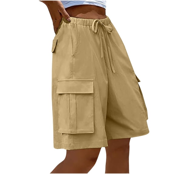 Wlynlyn Womens Cargo Shorts Summer Casual Hiking Shorts Elastic Waist Drawstring Going out Shorts with Pockets
