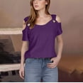 thumbnail image 1 of Wlynlyn Womens Clod Shoulder Tops Summer Hollow out Short Sleeve T Shirts Plus Size Going out Blouses Ladies Tunic, 1 of 7