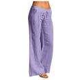 thumbnail image 1 of Wlynlyn Womens Cotton Linen Pants Elastic Waist Summer Soft Comfy Wide Leg Beach Vacation Long Pants, 1 of 7