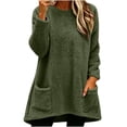 thumbnail image 1 of Wlynlyn Womens Crewneck Sweatshirts Long Sleeve Fleece Sweater Tops Casual Winter Warm Long Pullover Tops with Pockets(Small,Army Green), 1 of 5