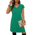 thumbnail image 1 of Wlynlyn Womens Dress Casual Short Sleeve V Neck Mini Dress Loose Fitted Fashion Plain Basic Beach Vacation Sundress, 1 of 5