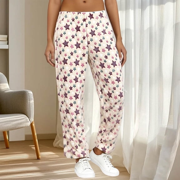 Wlynlyn Womens Flannel Pajama Pants Fashion Printed Pjs Pants High Waisted Soft Lounge Bottoms with Pockets