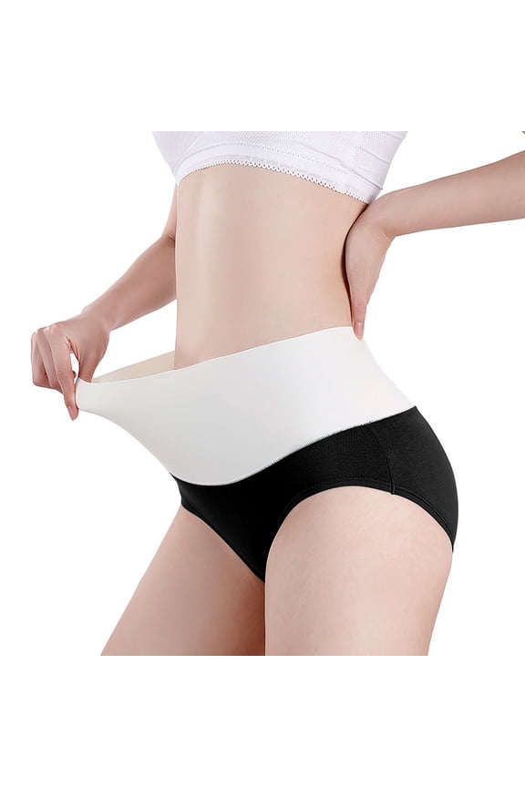 Womens High Waisted Underwear Stretch Belly Control Briefs Full Coverage Color Block Panties Large