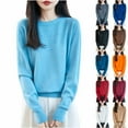 thumbnail image 1 of Wlynlyn Womens Long Sleeve Shirts Fall Winter Warm Soft Knitted Loose Pullover Crewneck Loose Fitted Solid Basic Tops, 1 of 6