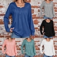 thumbnail image 1 of Wlynlyn Womens Long Sleeve Shirts Square Neck Pleated Front Tunic Tops Casual Loose Fitted T Shirt Tops, 1 of 6