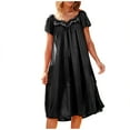 thumbnail image 1 of Wlynlyn Womens Nightgowns Short Sleeve Sleepshirts Scoop Neck Sleepwear Casual Flowy Midi Pajamas Dress Ladies Loungewear 1 Size, 1 of 5