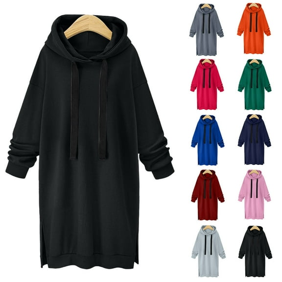 Wlynlyn Womens Oversized Hoodies Drawstring Casual Loose Sweatshirts Comfy Long Pullover Tops Dress Size L