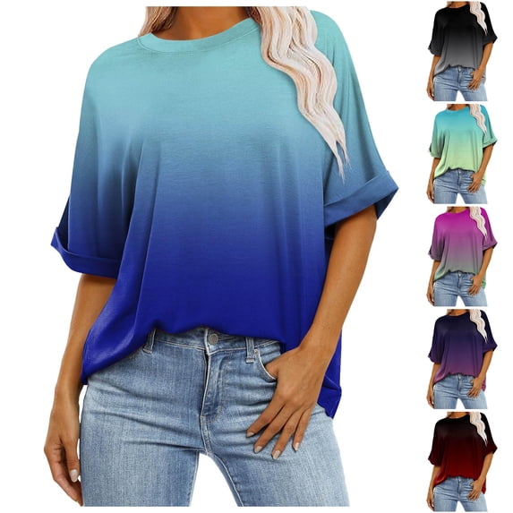 Wlynlyn Womens Oversized T Shirts Short Sleeve Crewneck Tops Casual Loose Basic Tee Shirts Summer Top
