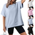 thumbnail image 1 of Wlynlyn Womens Oversized T Shirts Short Sleeve Shirts Round Neck Summer Tops Casual Loose Tees Side Split, 1 of 10