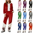 thumbnail image 1 of Wlynlyn Womens Pajamas Sets Fleece Color Block Loungewear Long Sleeve Crewneck Sweatshirts Jogger Pants 2 Piece Outfits, 1 of 6