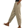 thumbnail image 1 of Wlynlyn Womens Pant Plus Size High Waisted Summer Beach Pants Straight Leg Hollow out Ankle Length Pants with Pockets, 1 of 2