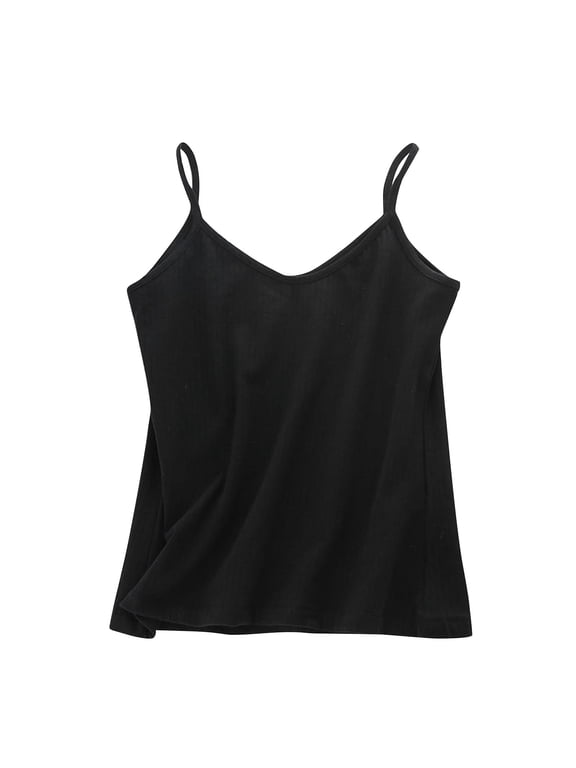 Womens Plus Size Tank Tops Spaghetti Strap Sleeveless Undershirts Casual V Neck Base Layer Top Loungewear L