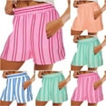 thumbnail image 1 of Wlynlyn Womens Striped Pajamas Shorts Elastic Waisted Sleep Bottoms Wide Leg Soft Comfy Pjs Shorts, 1 of 7