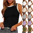thumbnail image 1 of Wlynlyn Womens Summer Tank Tops Racerback High Neck Sleeveless Shirts Ribbed Knit Casual Basic Slim Fitted Cami Tees, 1 of 9