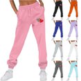 thumbnail image 1 of Wlynlyn Womens Sweatpants Fall Winter High Waisted Hear Print Workout Running Jogger Pants Fleece Lined Baggy Lounge Pants, 1 of 6