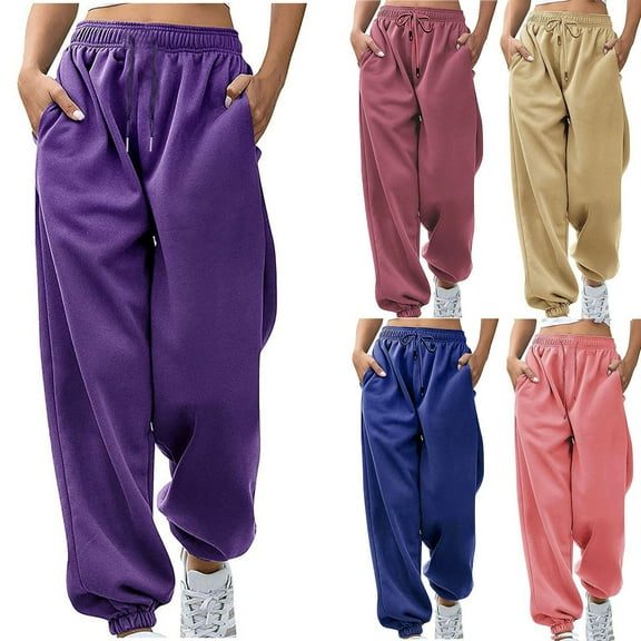 Wlynlyn Womens Sweatpants High Waisted Joggers Workout Active Baggy Lounge Trousers with Pockets with Pockets