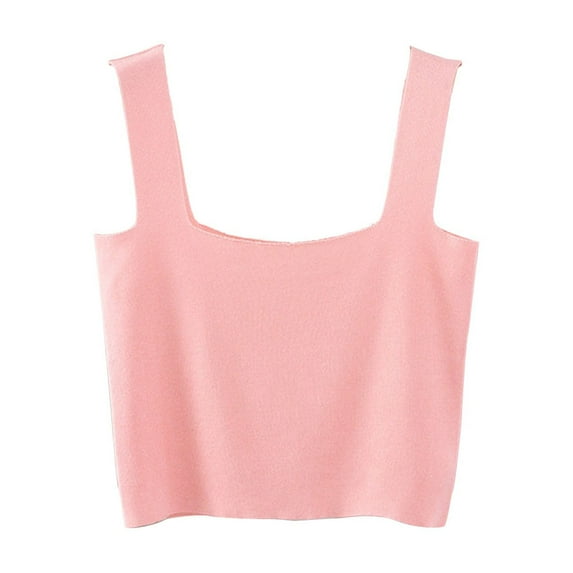 Wlynlyn Womens Tank Tops Square Neck Going Out Tops Casual Sleeveless Slim Fitted Knit Crop Top