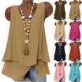 thumbnail image 1 of Wlynlyn Womens Tank Tops Summer Sleeveless Round Neck Layered Blouses Solid Color Tunic Shirts, 1 of 10