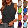 thumbnail image 1 of Wlynlyn Womens Tank Tops Summer Sleeveless Shirts High Neck Slim Fitted Blouse Side Ruched Basic Tees T Shirts, 1 of 6