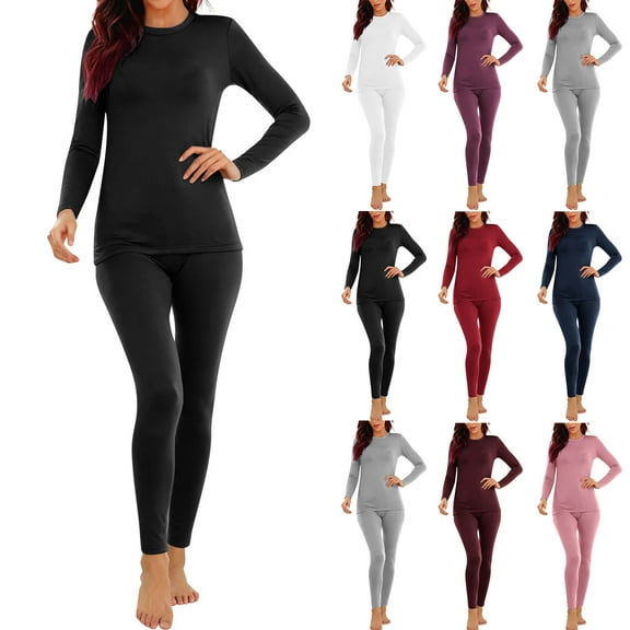 Wlynlyn Womens Thermal Underwear Set Winter Warm Long Johns Fleece Thick Base Layer Pajamas Sets