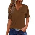 thumbnail image 1 of Wlynlyn Womens Tops Short Sleeve Shirts Button down V Neck T Shirts Plus Size Blouses Solid Color Tees, 1 of 5