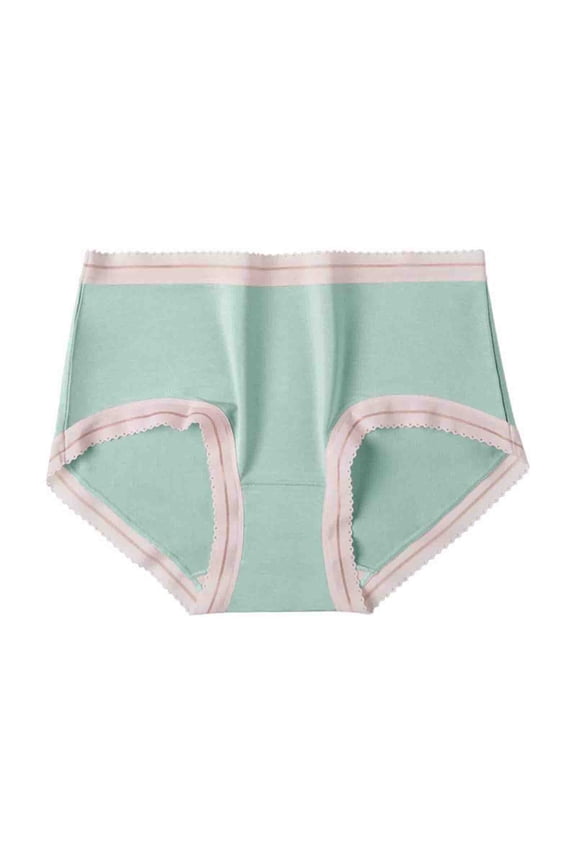 Womens Underwear Mid Waisted Color Block Soft Briefs Lightweight Breathable Full Coverage Panties(Green,X-Large)