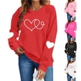 thumbnail image 1 of Wlynlyn Womens Valentines Sweatshirts Long Sleeve Heart Printed Pullover Shirts Casual Loose Crewneck Tee Tops, 1 of 10