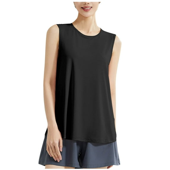 Wlynlyn Womens Workout Tank Tops Crewneck Sleeveless Athletic Shirts Casual Loose Yoga Gym Running Top XL