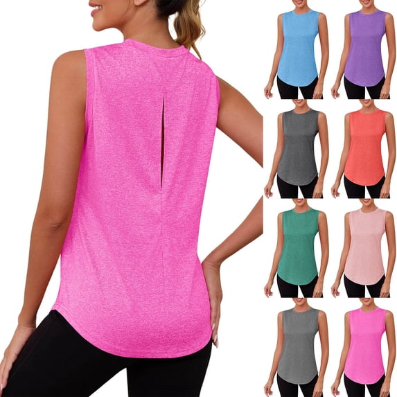 Wlynlyn Womens Workout Tank Tops Sleeveless Loose Fitted Athletic Running Tennis Yoga Open Back Active Wear Tops