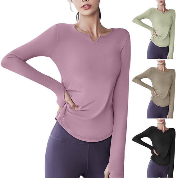 Wlynlyn Womens Workout Tops Long Sleeve Running Shirts Quick Dry Loose Fitted Lightweight Athletic Yoga Tops
