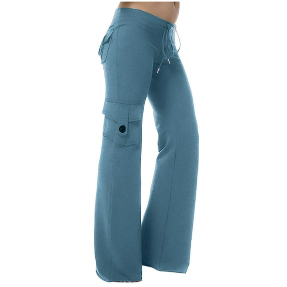 Wlynlyn Yoga Pants for Women Plus Size Cargo Leggings High Waisted Bootcut Pants Wide Leg Workout Pants with Pockets